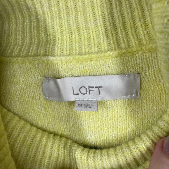 Ann Taylor LOFT Sweater Women XS Chevron Stitched Brilliant Emerald Turtleneck - Picture 5 of 8